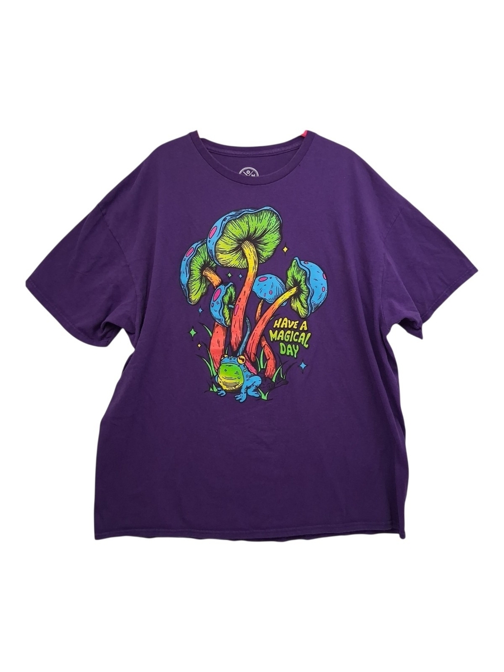 Dom Men 2XL Purple Have A Magical Day Groovy Psychedelic Mushroom Colorful Shirt